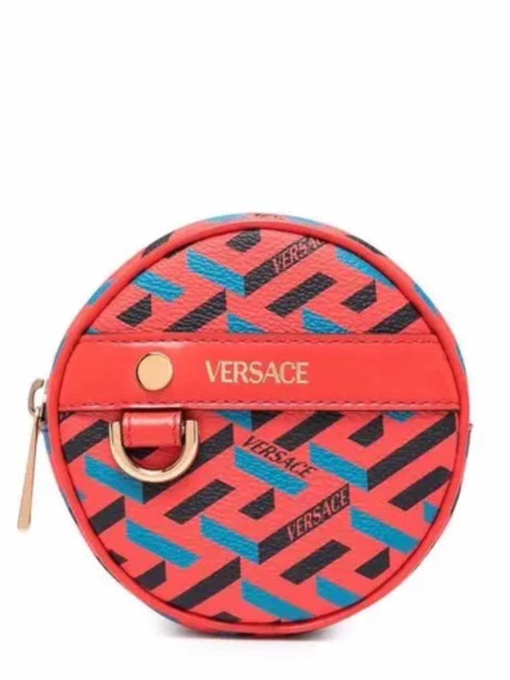 Versace Grecca Red Blue Geometric Coin Pouch Belt Bag NWOT